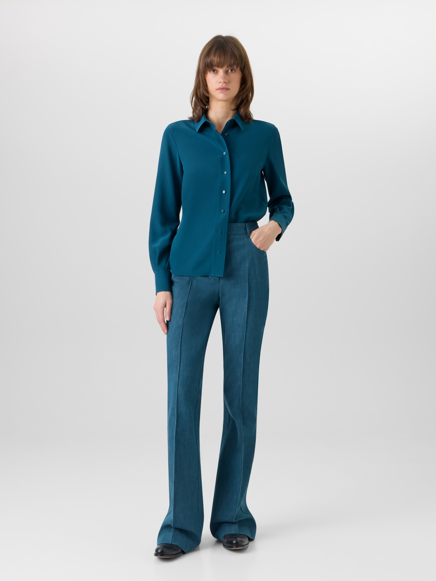 Designer Farid Bootcut Hose aus Stretch-Baumwoll-Denim - Blau 
