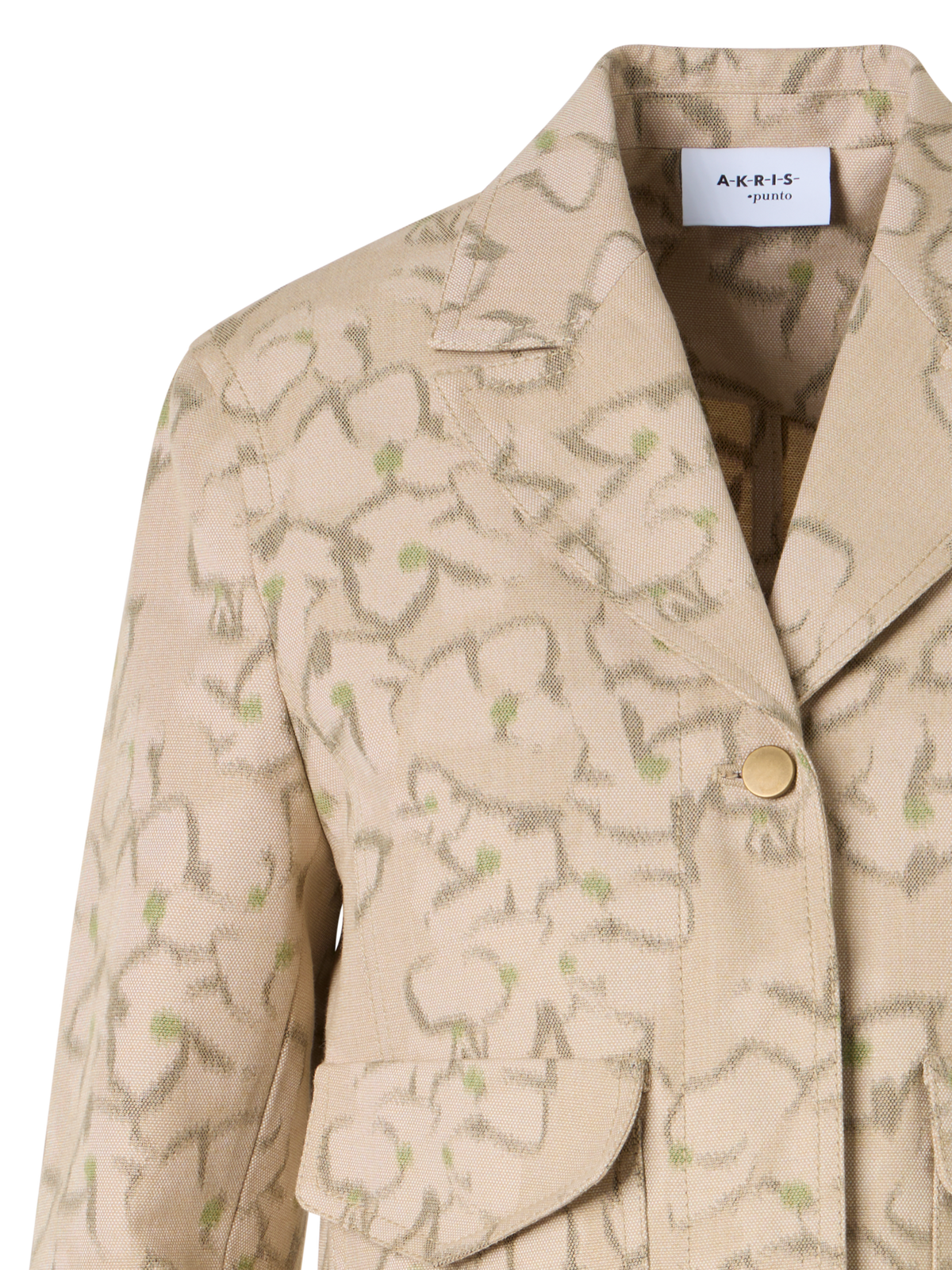 Designer Boxy-Jacke mit Ikat Flower Print - Beige