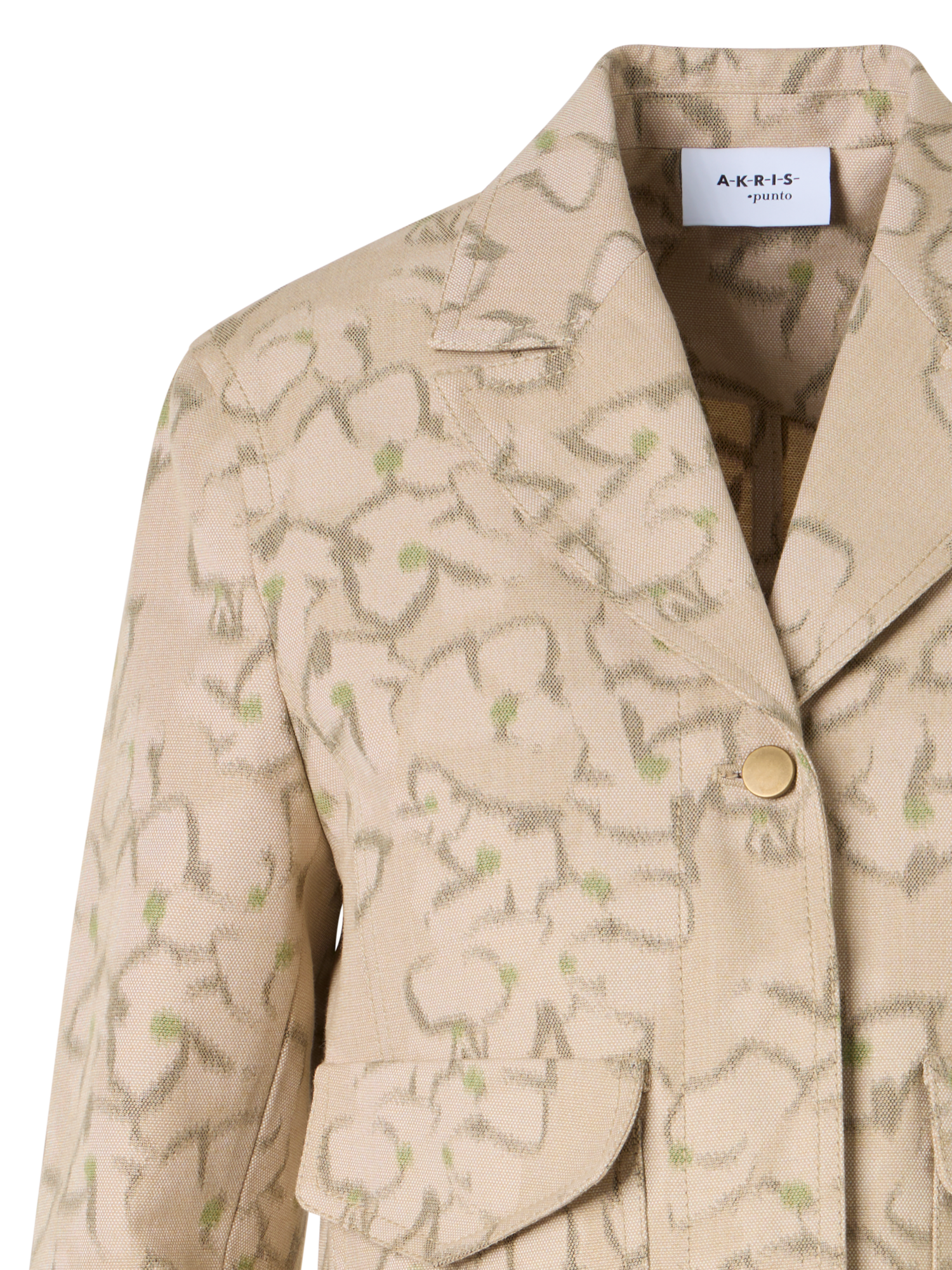 Designer Boxy-Jacke mit Ikat Flower Print - Beige