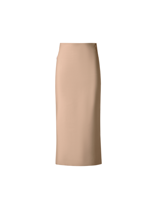 Designer Langer Bleistiftrock aus Baumwoll-Doubleface - Beige