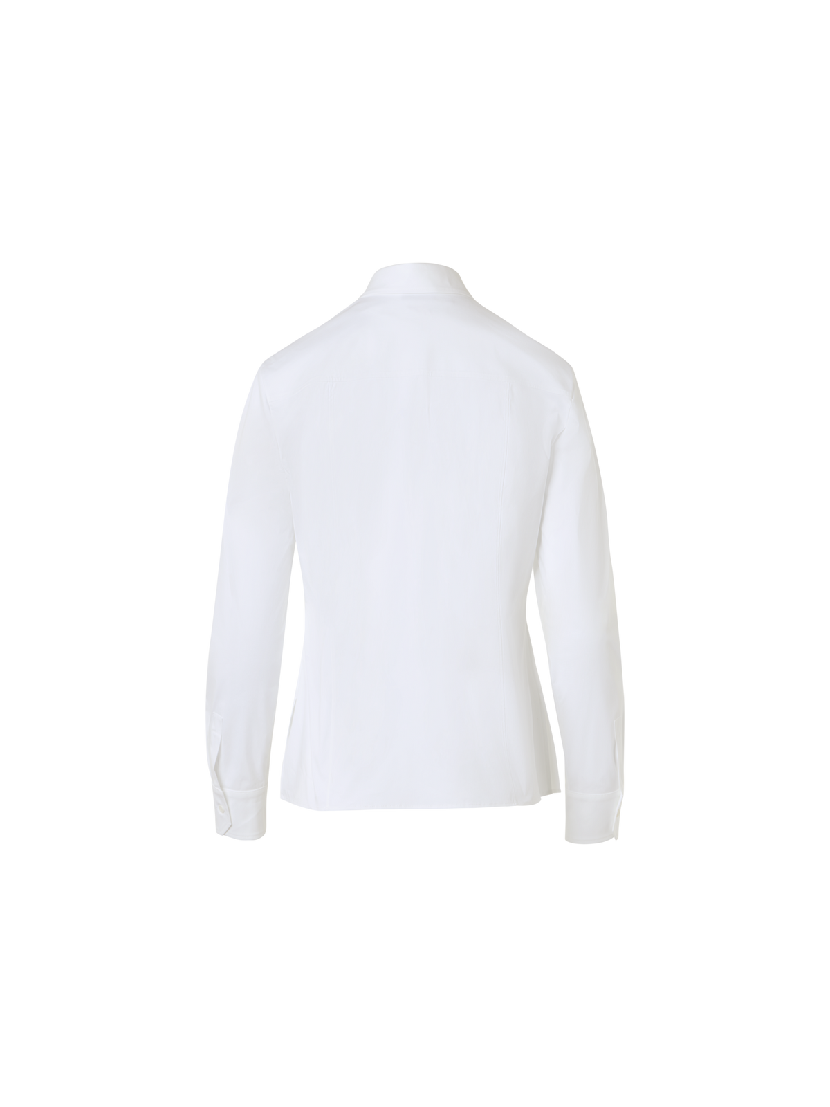 Designer Bluse aus Baumwollpopeline mit plissiertem Plastron - Weiss