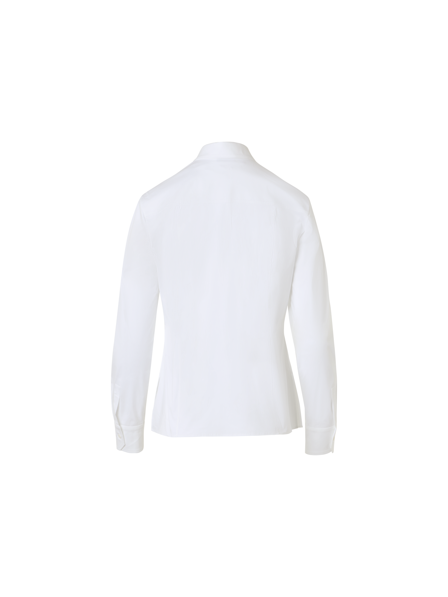 Designer Bluse aus Baumwollpopeline mit plissiertem Plastron - Weiss