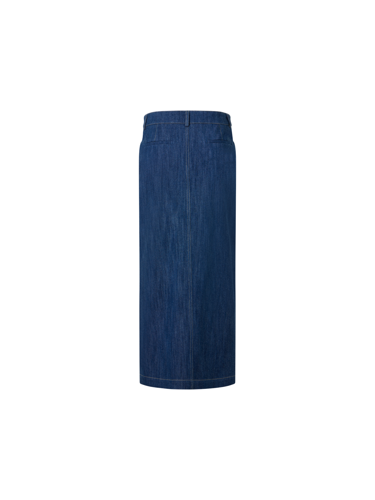 Designer Midi Bleistiftrock aus Baumwoll-Stretch Denim - Dunkelblau