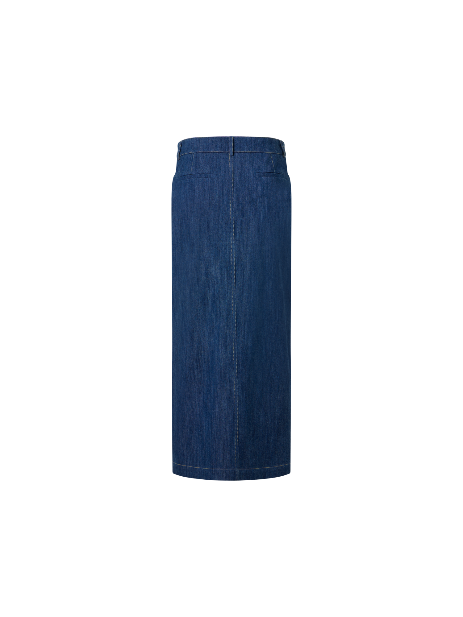 Designer Midi Bleistiftrock aus Baumwoll-Stretch Denim - Dunkelblau