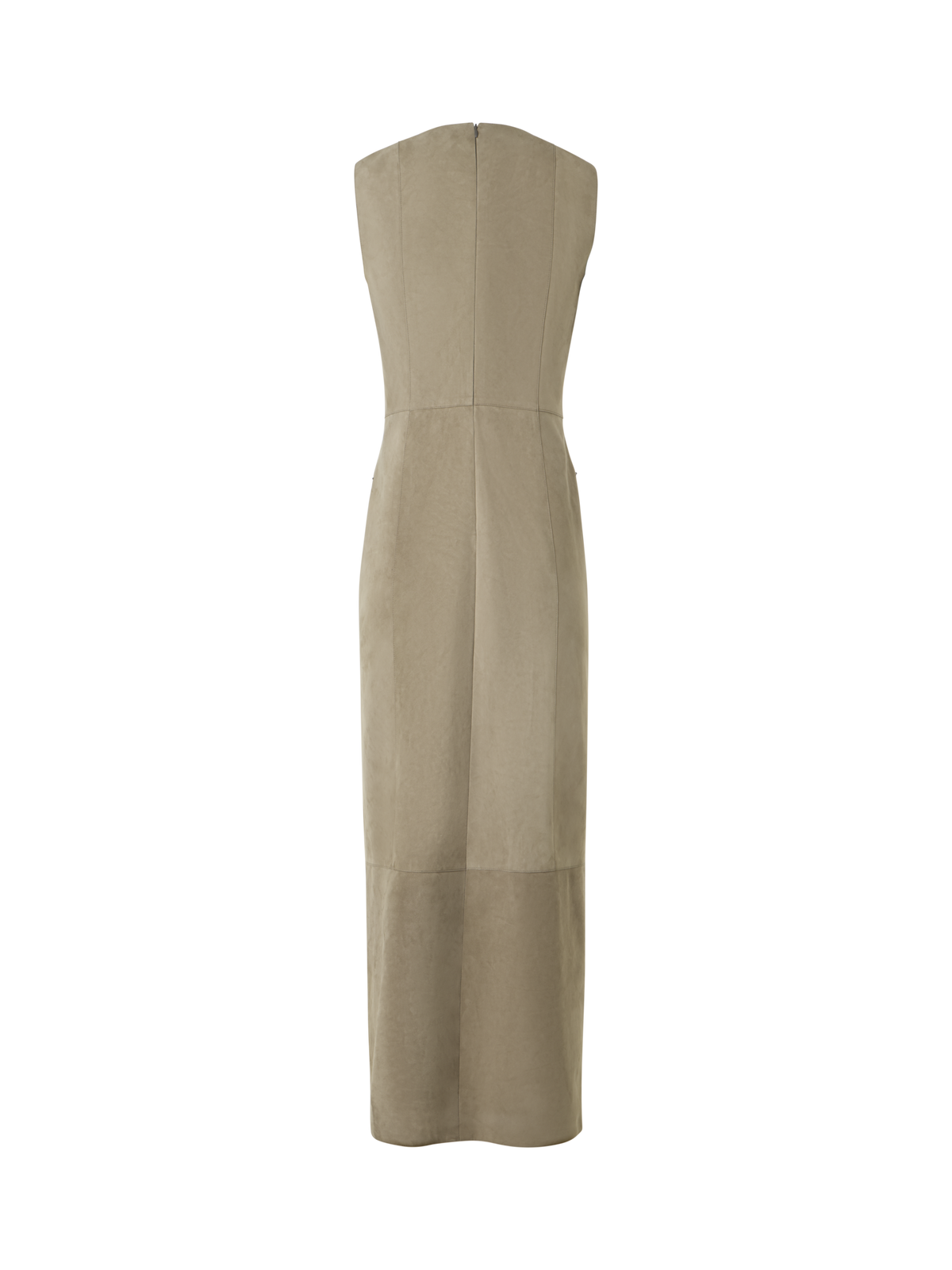 Designer Säulen-Midikleid aus Wildleder - Beige