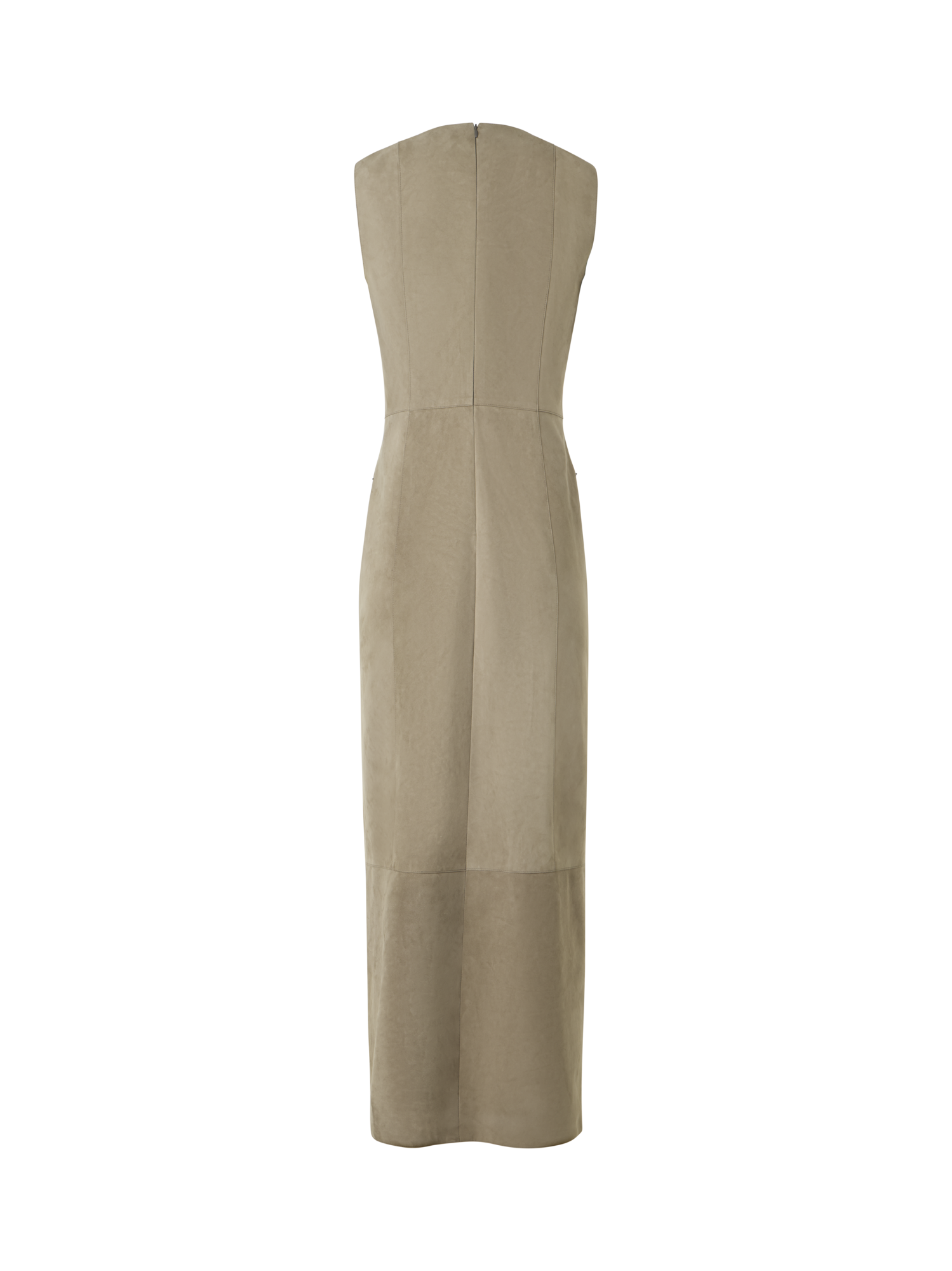 Designer Säulen-Midikleid aus Wildleder - Beige
