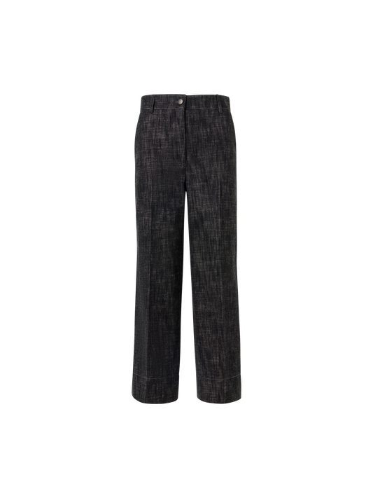 Designer Chiara Wide-Leg Hose aus schwerem, gewaschenem Baumwoll-Denim - Schwarz