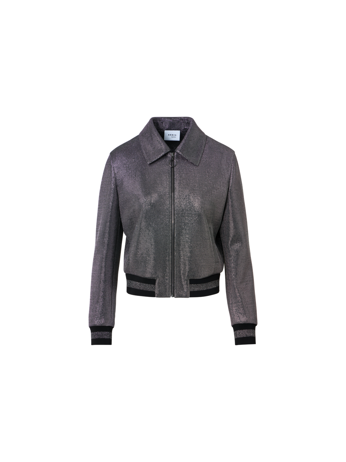 Designer Bomberjacke aus Birdseye-Jersey in Metallic-Optik - Grau