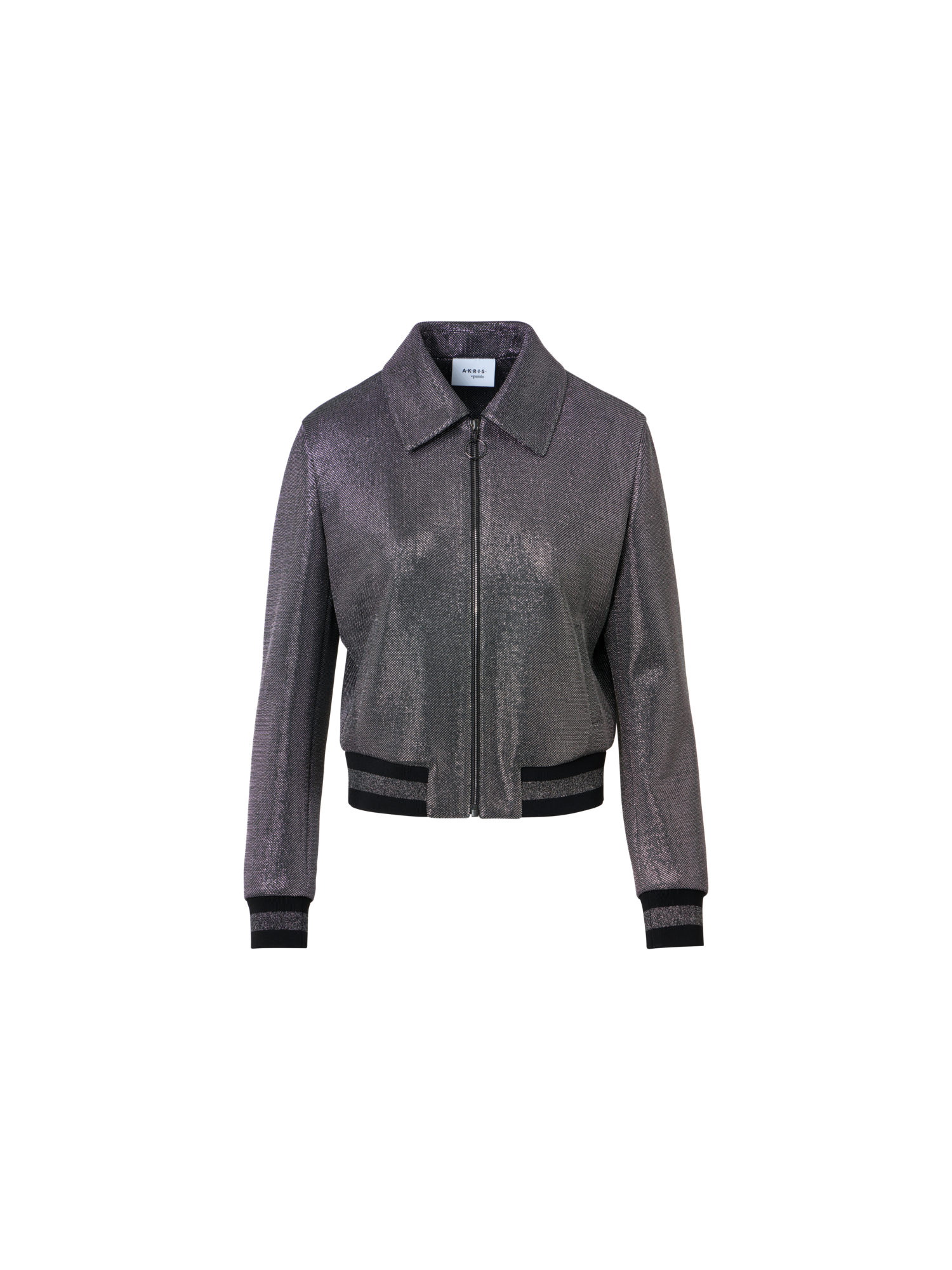 Designer Bomberjacke aus Birdseye-Jersey in Metallic-Optik - Grau