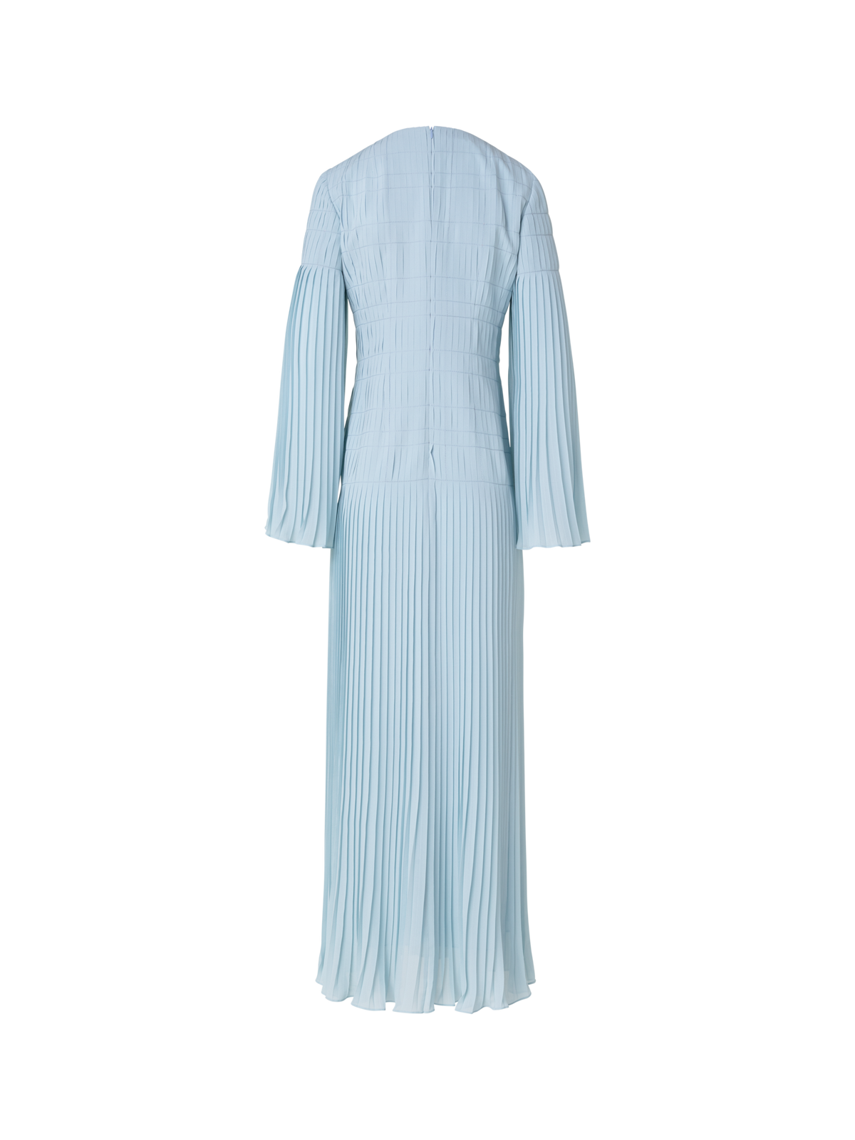 Designer Langes Plisseekleid mit ausgestellten Ärmeln - Blau