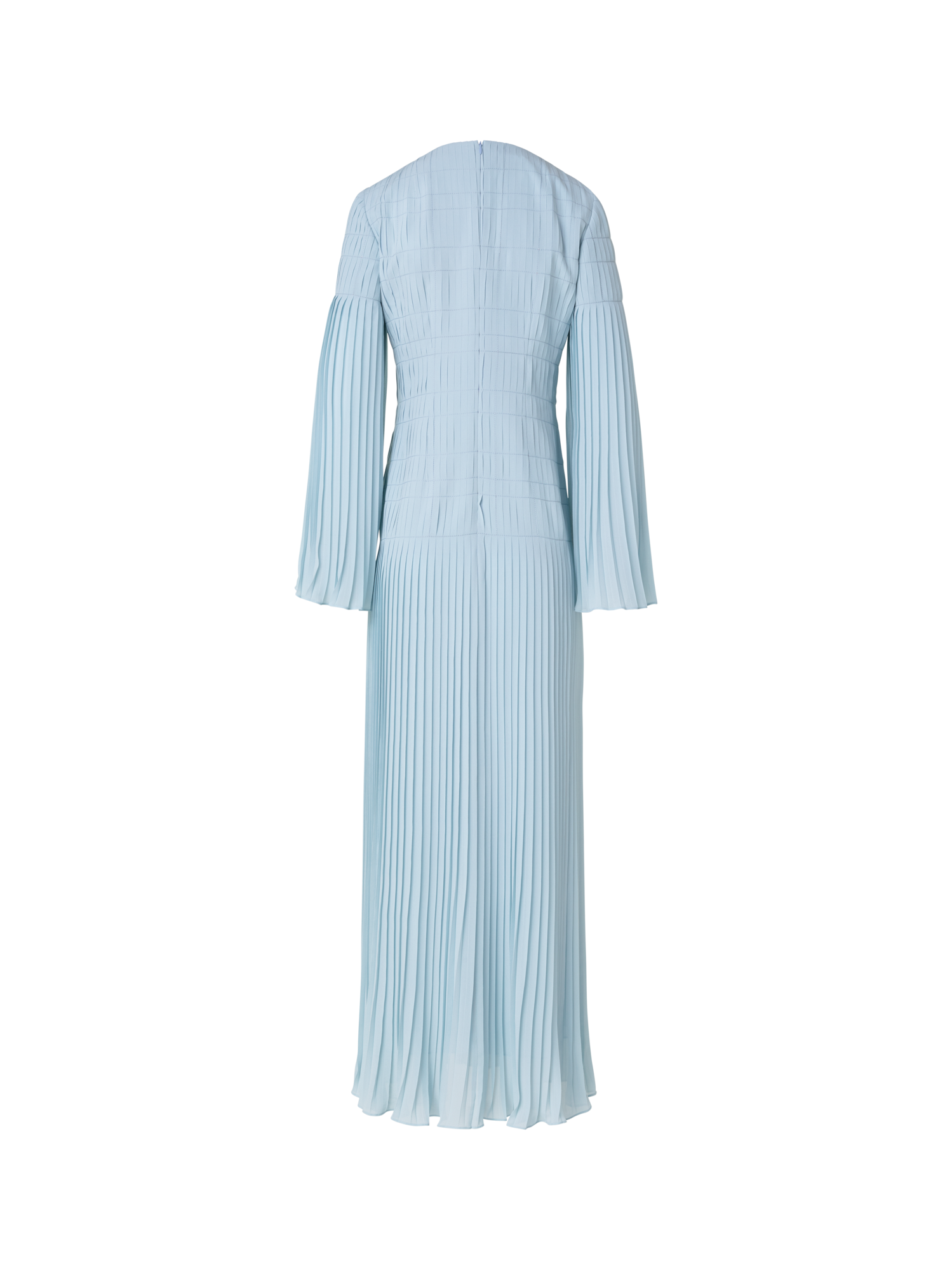Designer Langes Plisseekleid mit ausgestellten Ärmeln - Blau