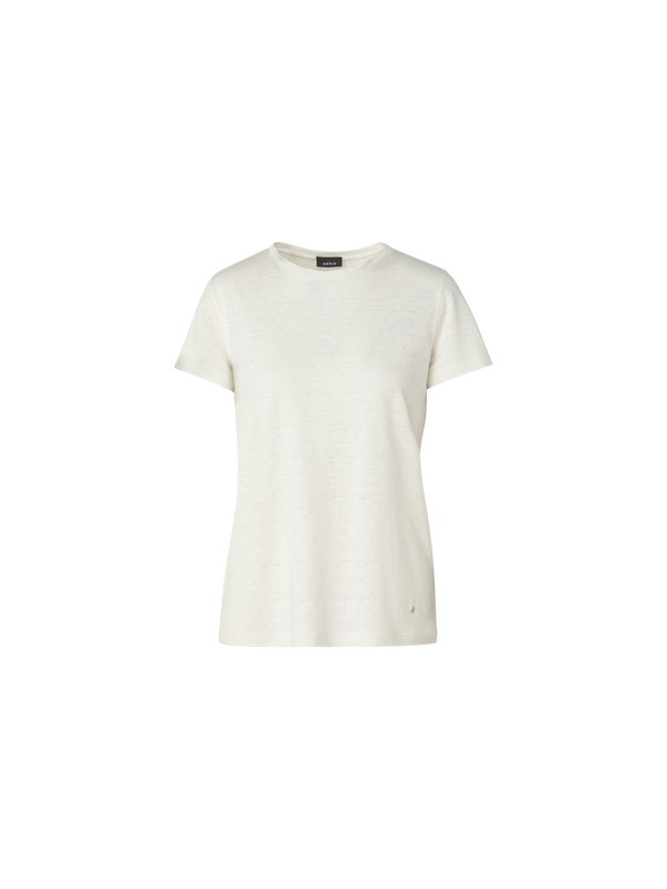 Designer Leinen Jersey T-Shirt - Ecru - Weiss