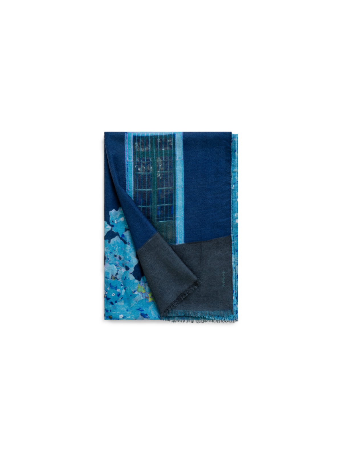 Designer Schal mit Bougainvillea Porta-Druck - Schwarz - Blau - Violett - Grau - Rosa