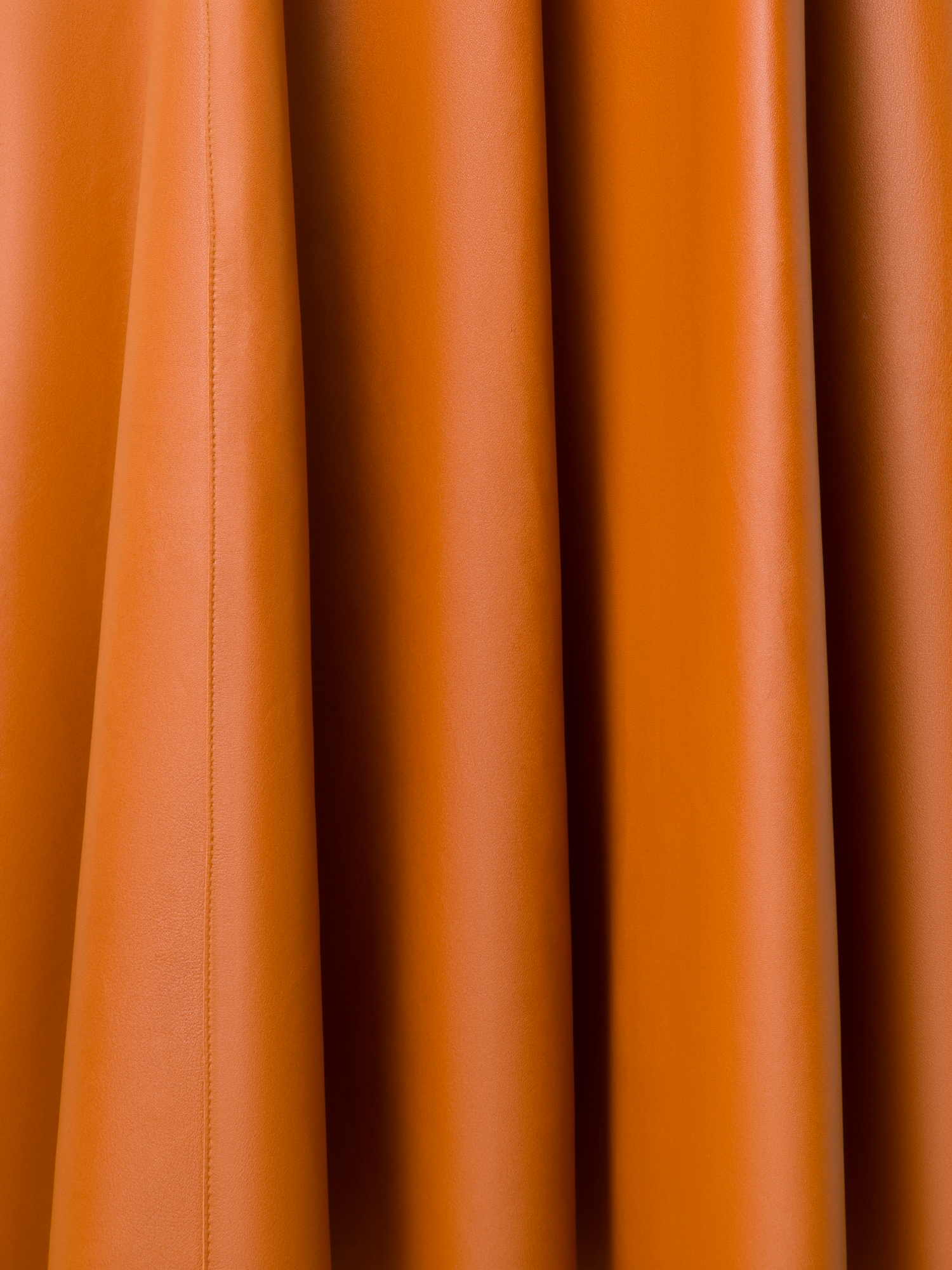 Designer Midi-Lederrock mit A-Linie - Braun