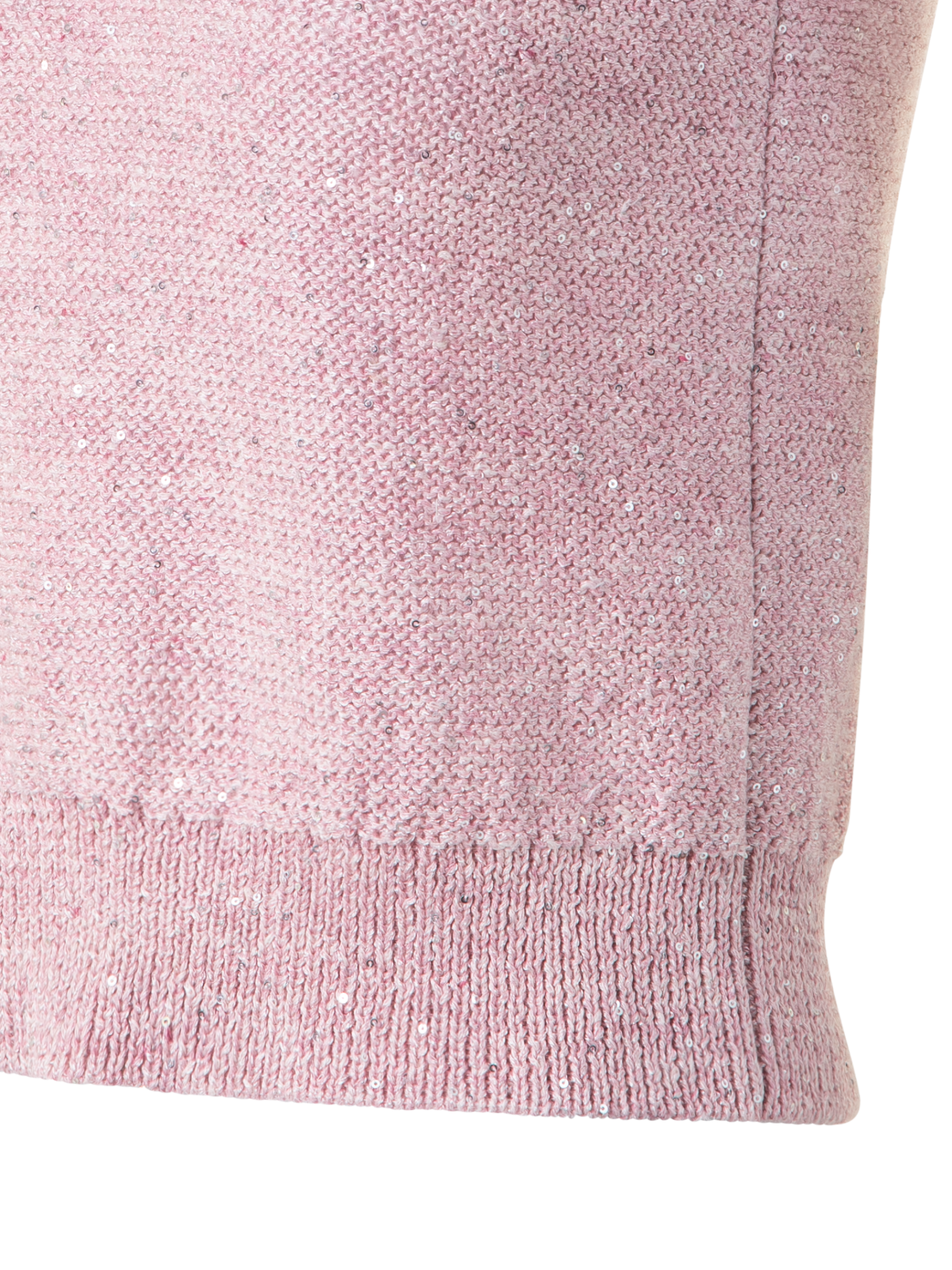 Designer Leinen-Baumwoll-Strick-Top mit Mikro-Pailletten - Rosa