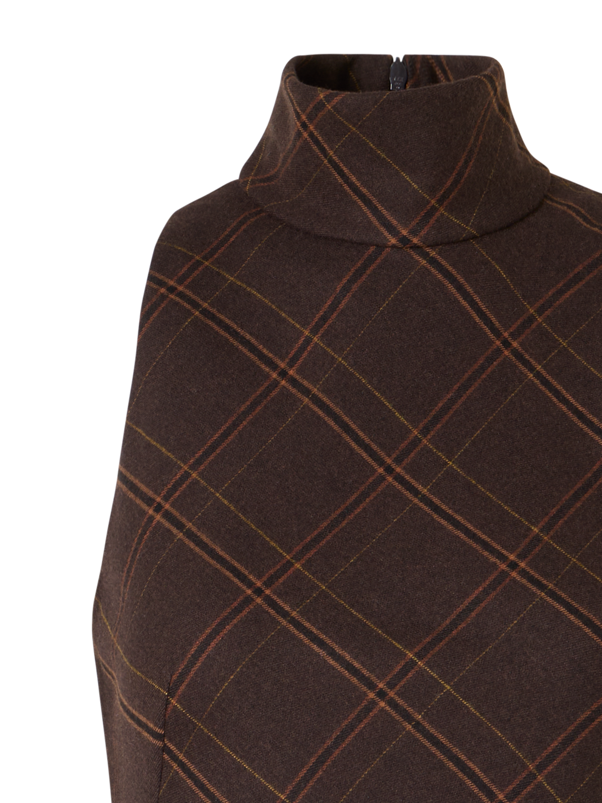 Designer Neckholder-Midikleid aus kariertem Flanell - Braun