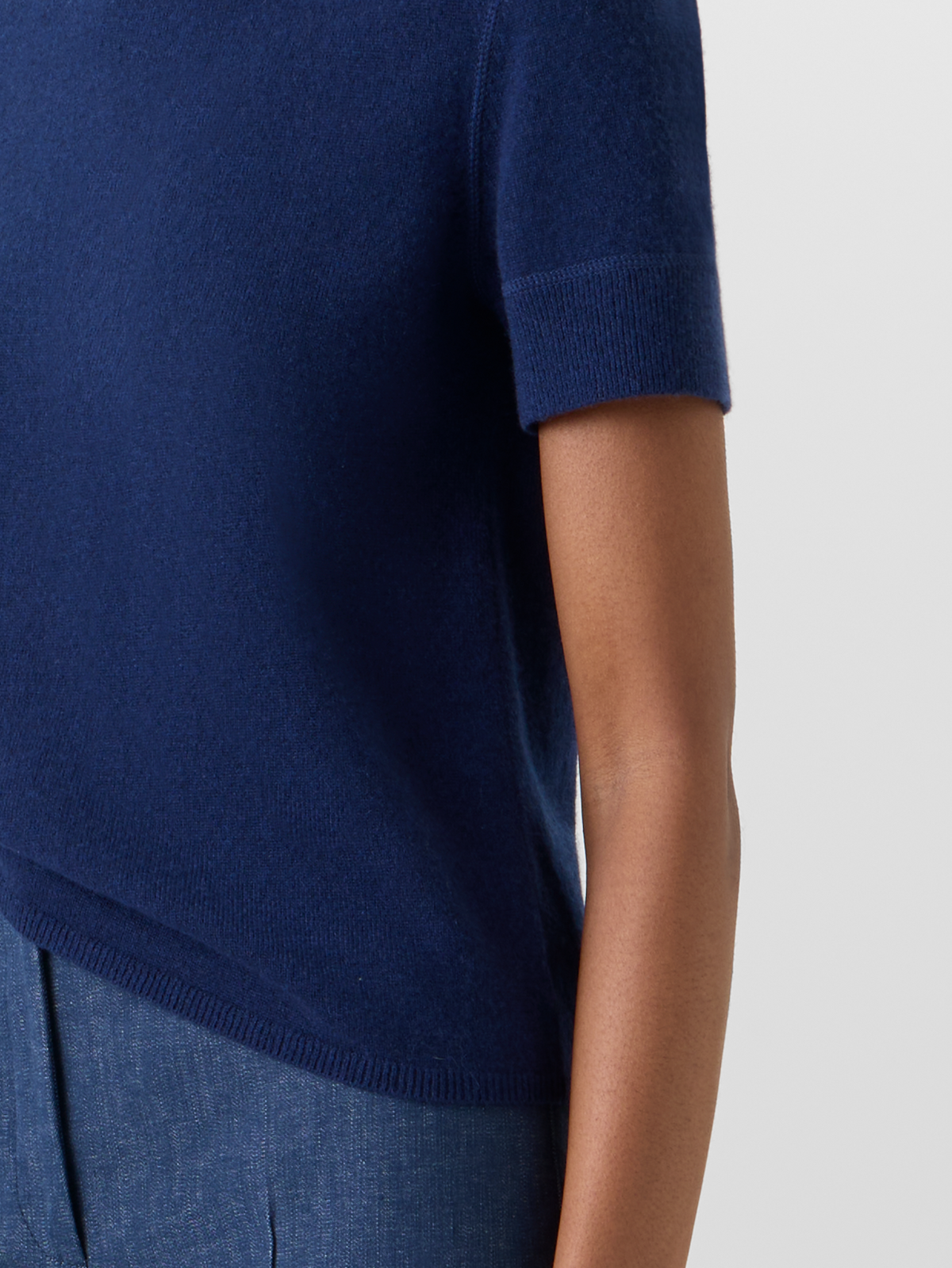 Designer Kurzärmeliger Strickpullover aus Kaschmir - Blau #editorial