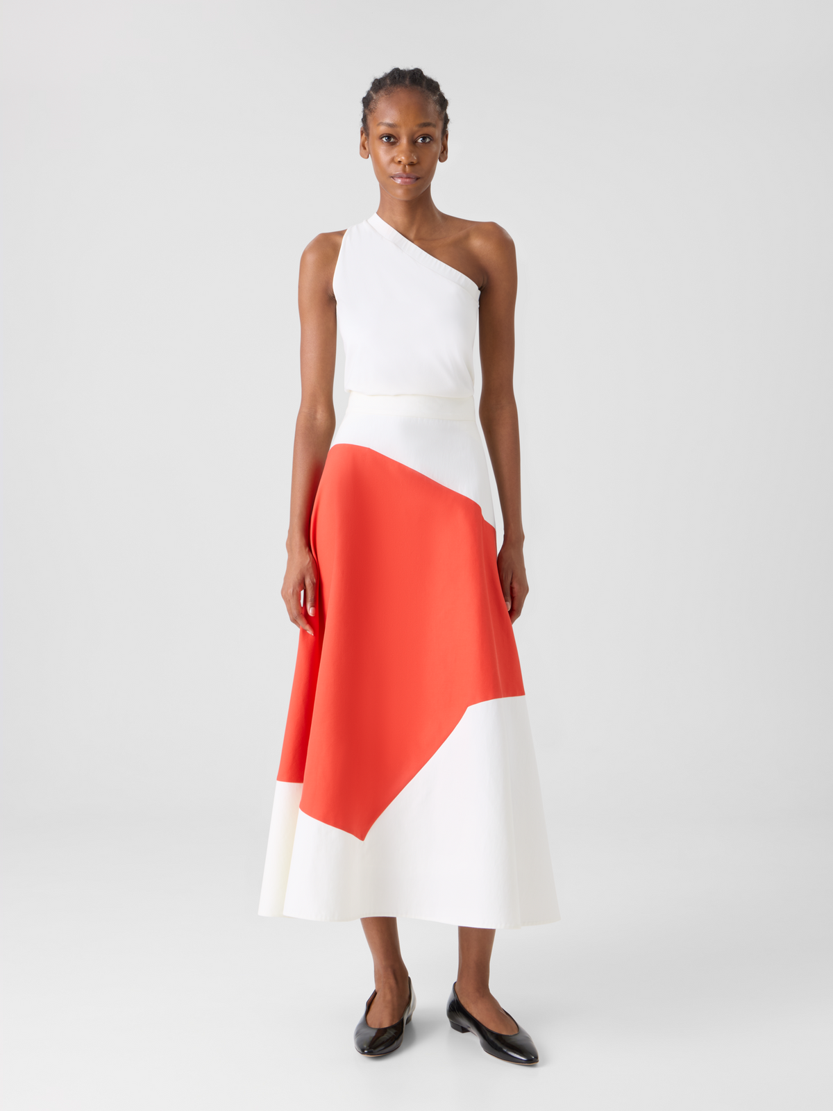 Designer Ausgestellter Midirock mit Polygon-Patchwork - Bunt #editorial