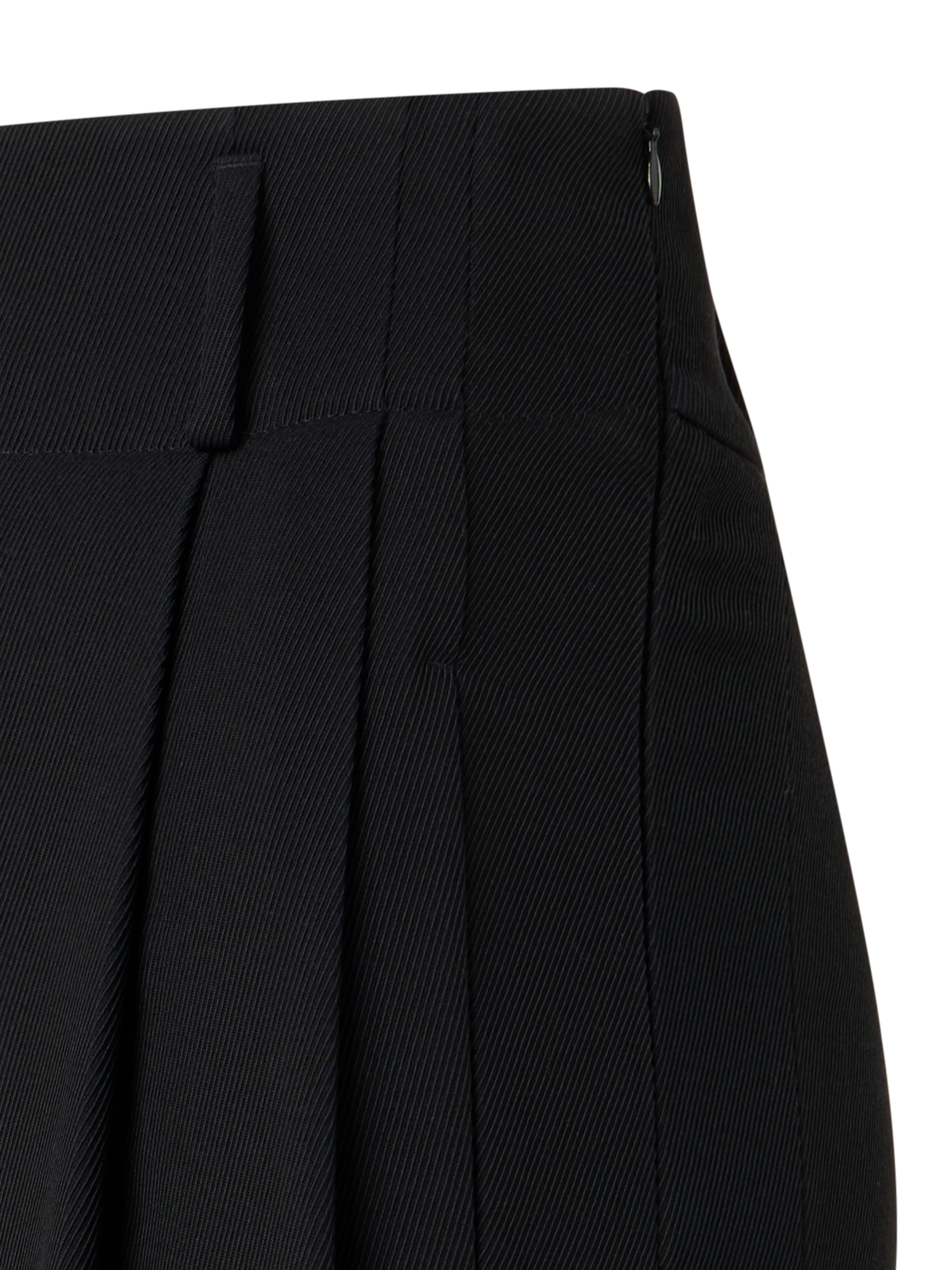 Designer Bundfaltenhose aus Woll-Tricotine mit hohem Bund - Schwarz