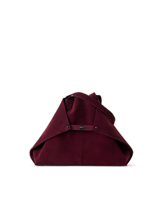 Designer Ai Medium Schultertasche aus Veloursleder - Weinrot