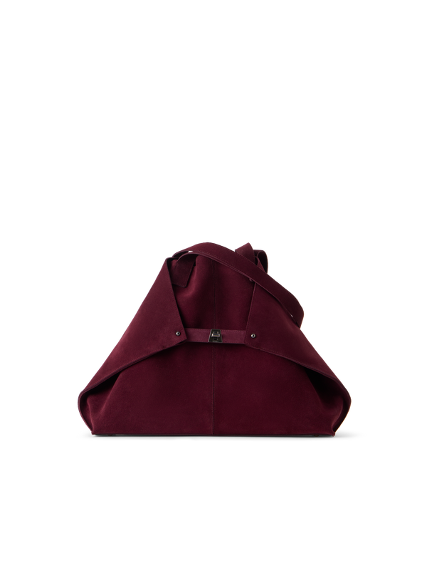 Designer Ai Medium Schultertasche aus Veloursleder - Weinrot