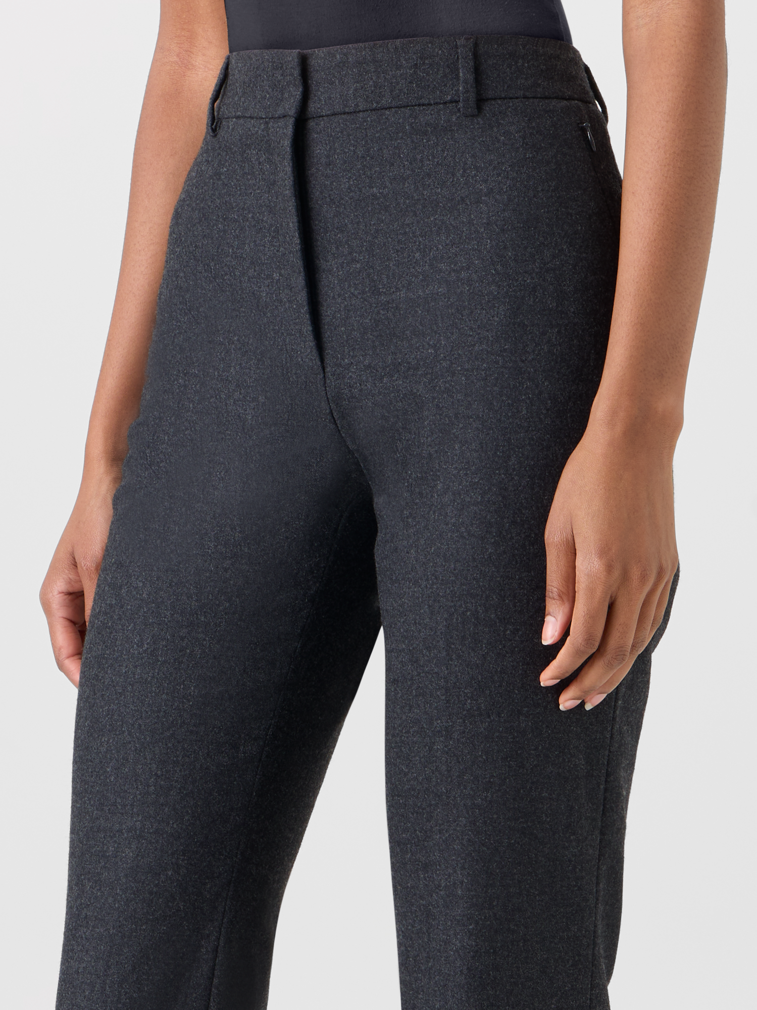 Designer Bootcut Hose aus Woll-Stretch-Flanell - Grau 