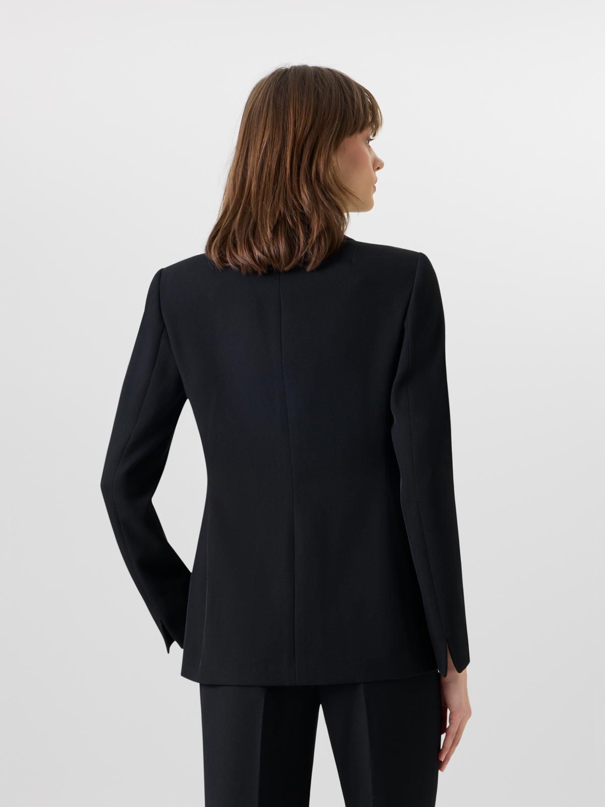 Designer Langärmelige Jacke aus Woll-Tricotine - Schwarz #editorial