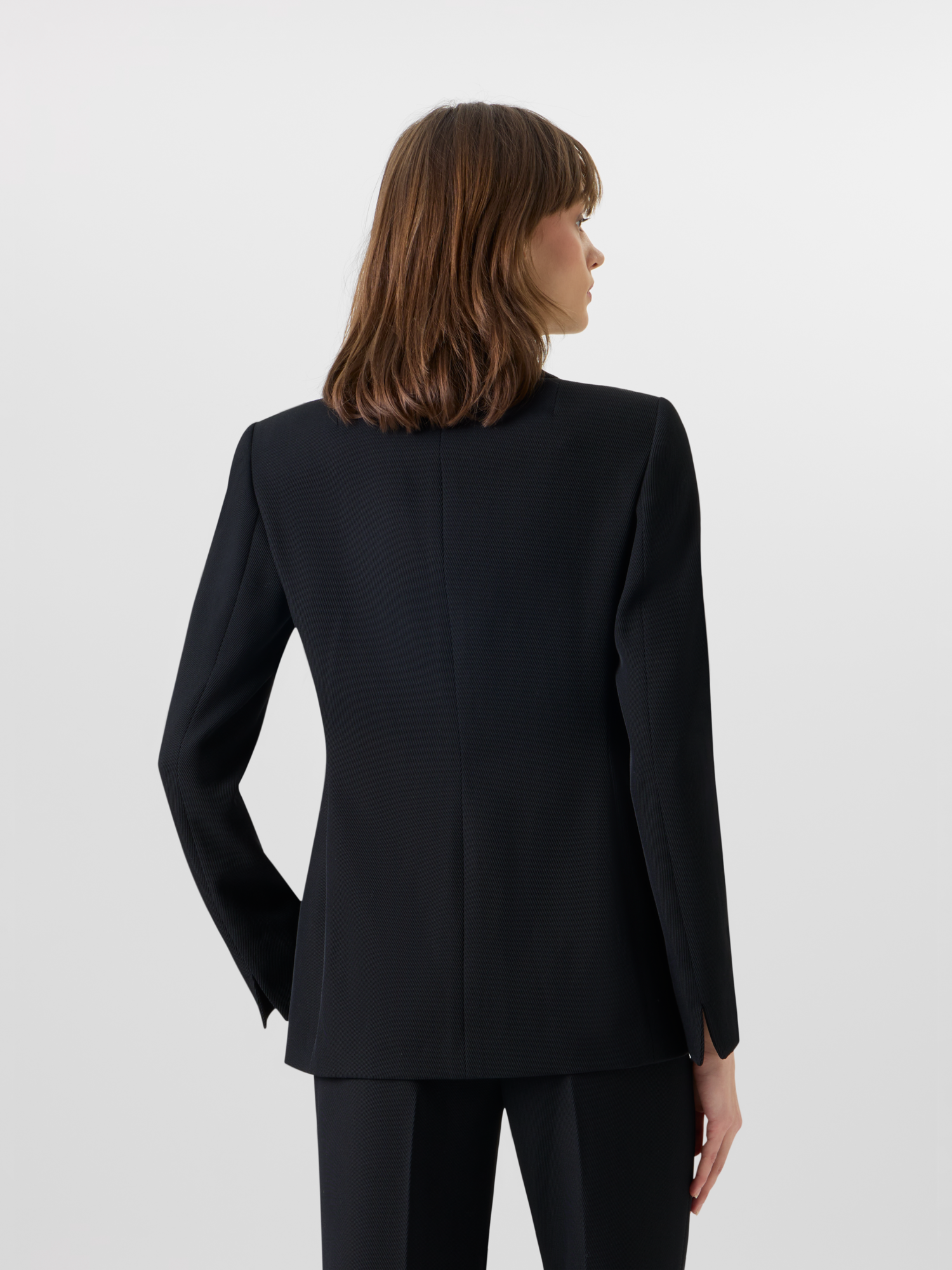 Designer Langärmelige Jacke aus Woll-Tricotine - Schwarz 