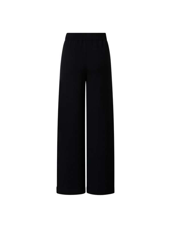 Designer Gerade Strickhose aus Woll-Stretch - Schwarz