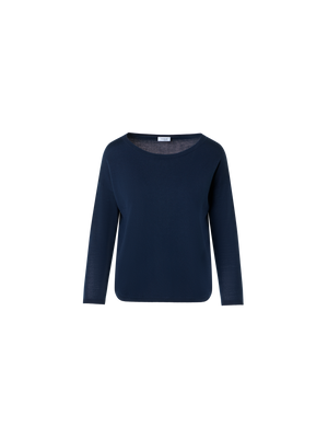 Designer Feiner Merinowolle-Signature-Strickpullover - Dunkelblau - Blau