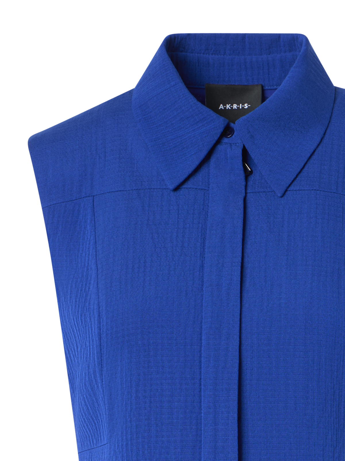 Designer Midi-Hemdblusenkleid aus strukturierter Baumwollseide - Blau