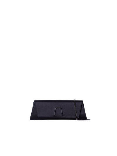 Designer Anouk Small Trapez-Clutch aus Satin - Schwarz