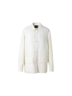 Designer Oversize-Hemdjacke aus Woll-Doubleface - Ecru - Weiss
