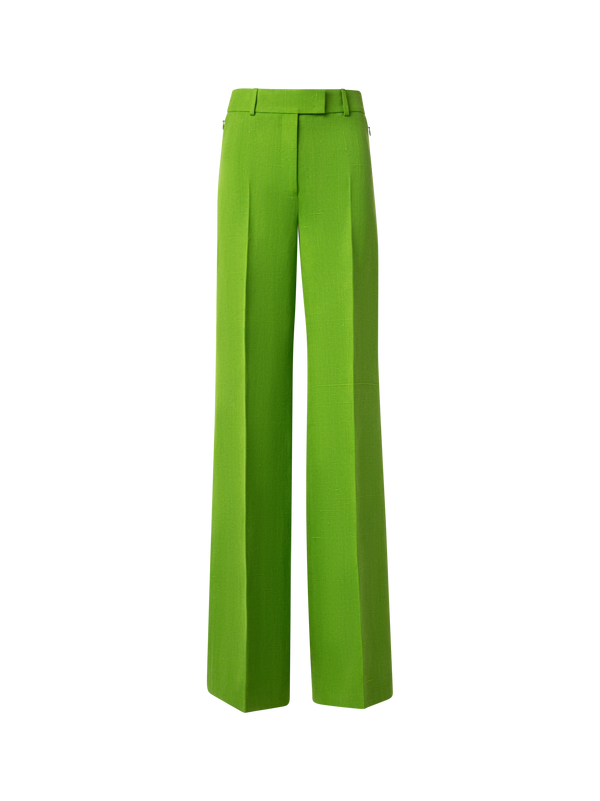 Designer Weite Hose aus Shantung-Seide - Grün