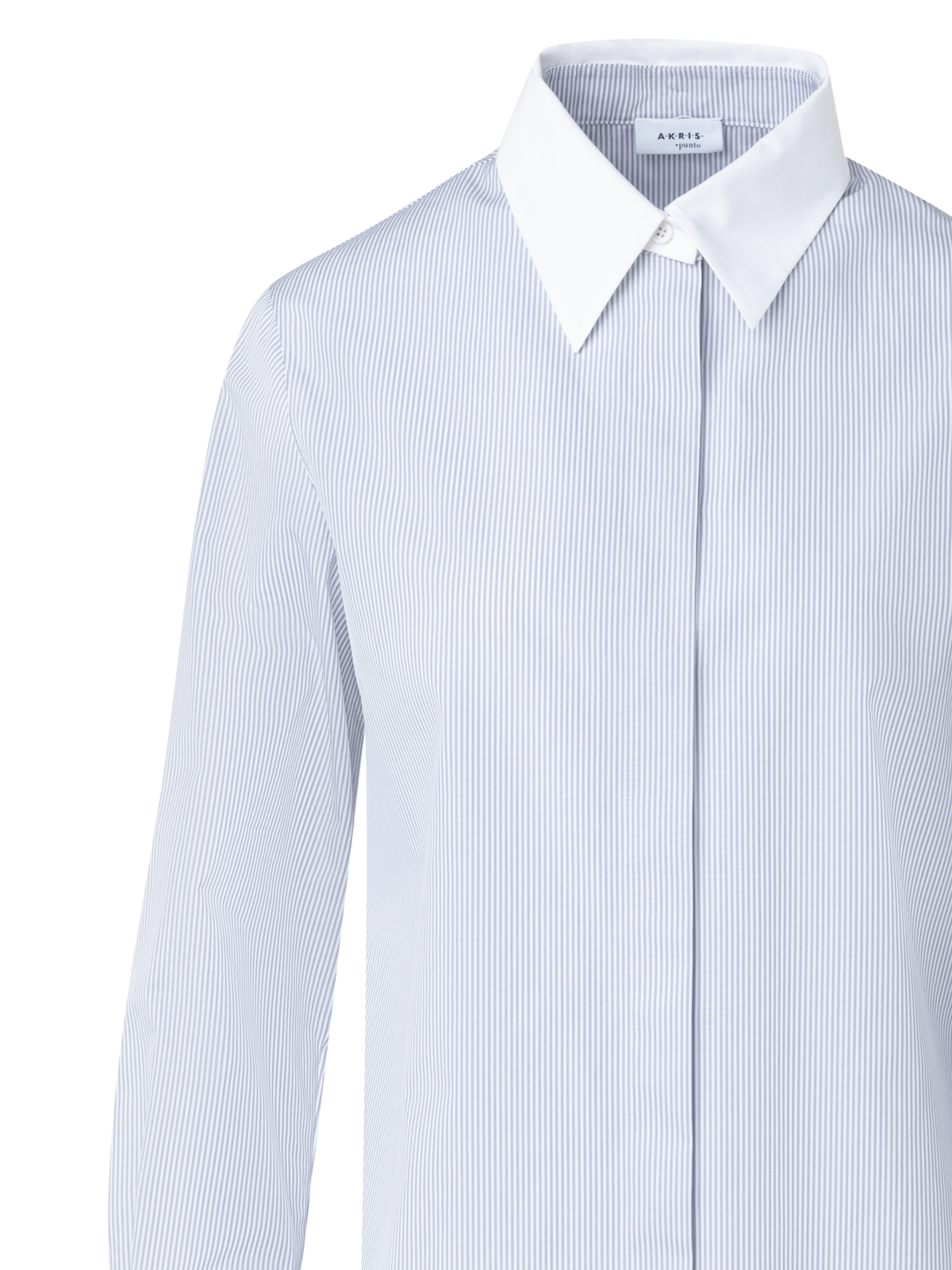 Designer Bluse mit abnehmbarem Kragen & Manschetten - Blau - Bunt