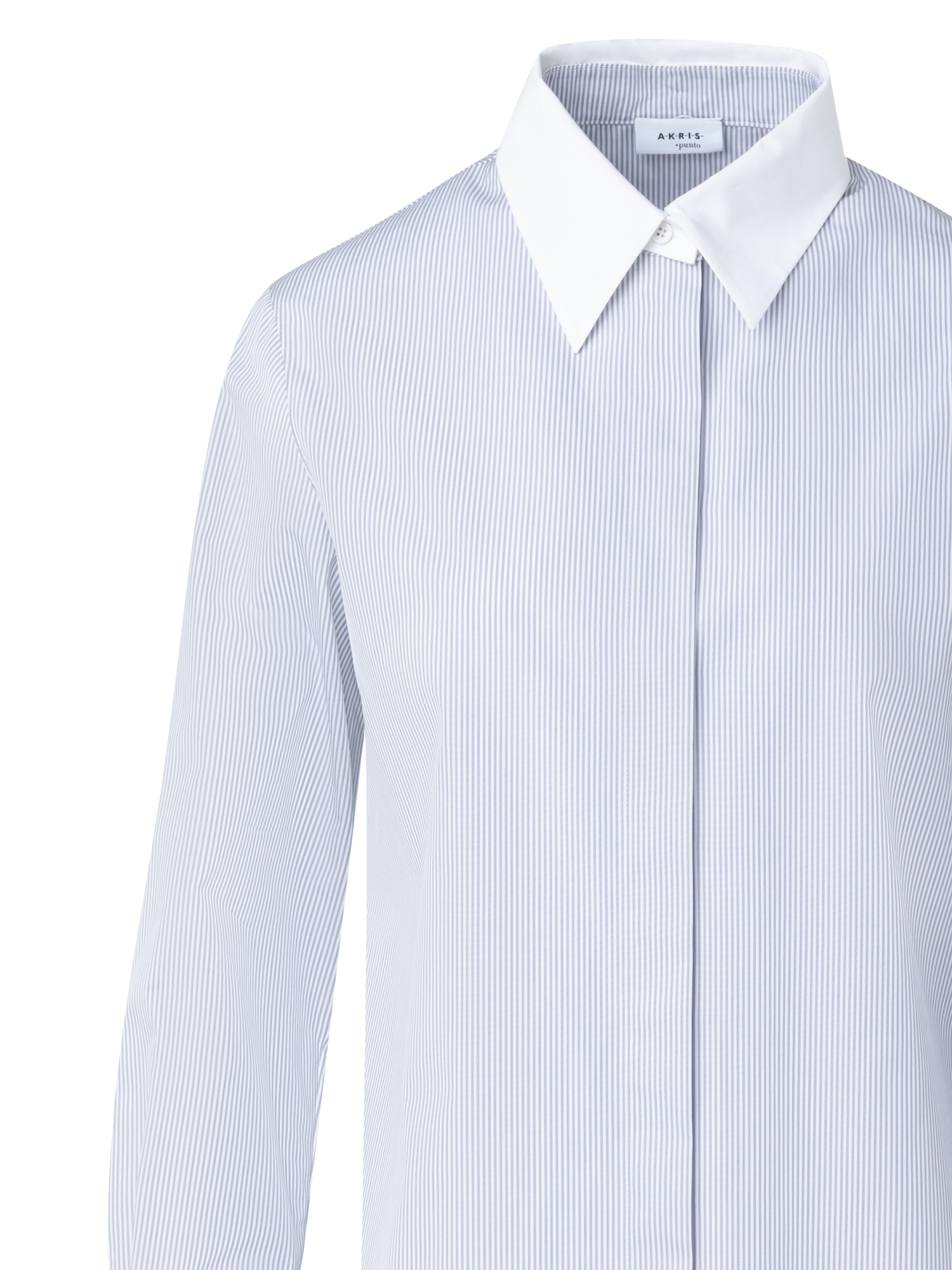 Designer Bluse mit abnehmbarem Kragen & Manschetten - Blau - Bunt