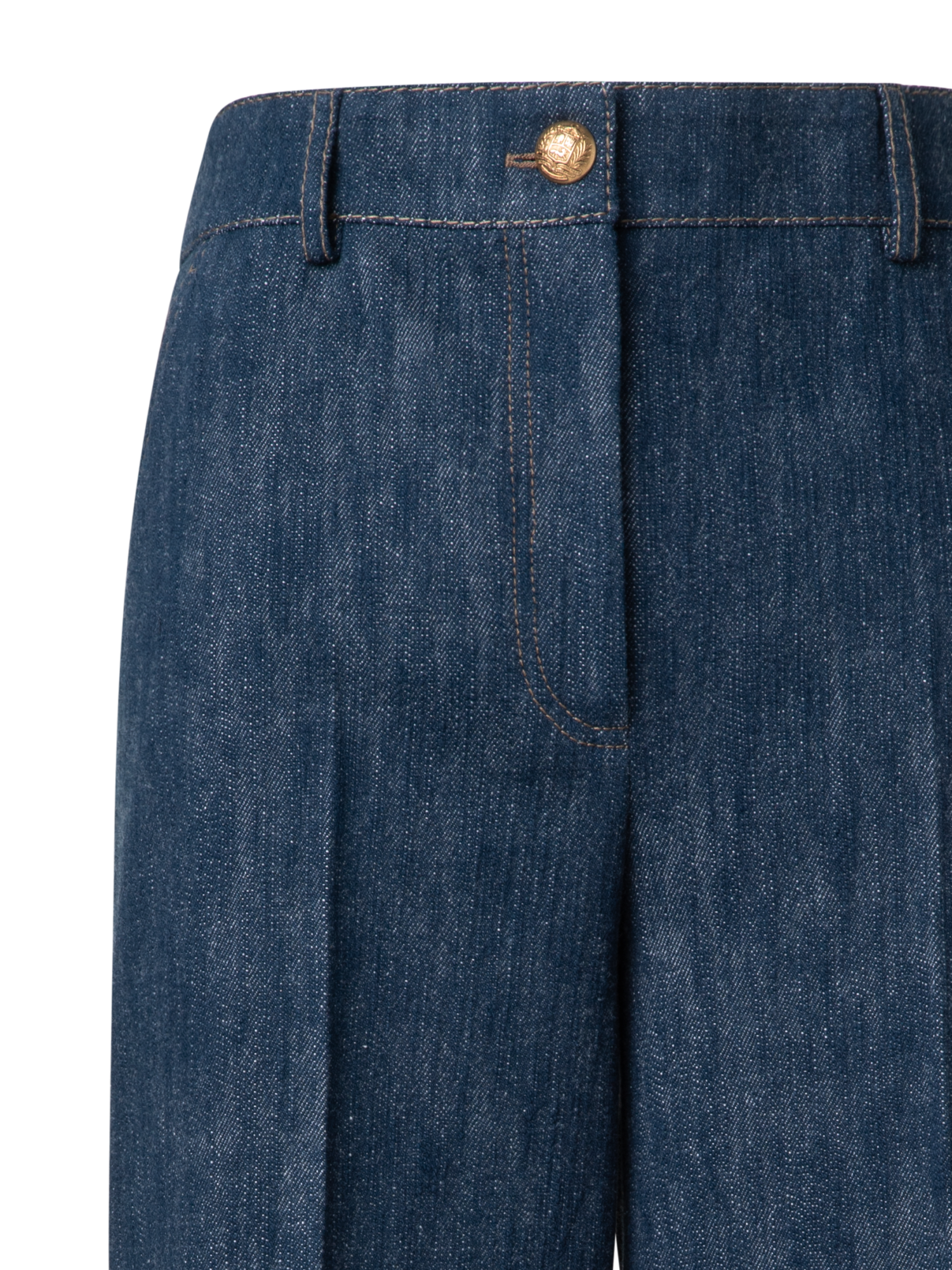 Designer Cropped Weite Hose aus Cool Baumwoll-Denim - Dunkelblau - Blau