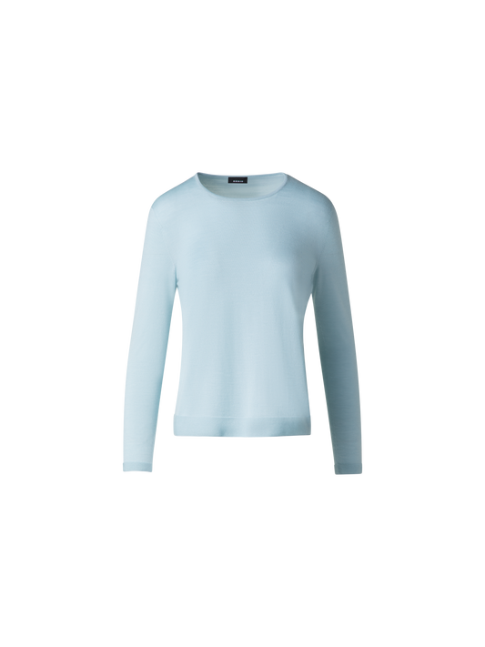 Designer Nahtloser Pullover aus Kaschmir und Seide - Blau