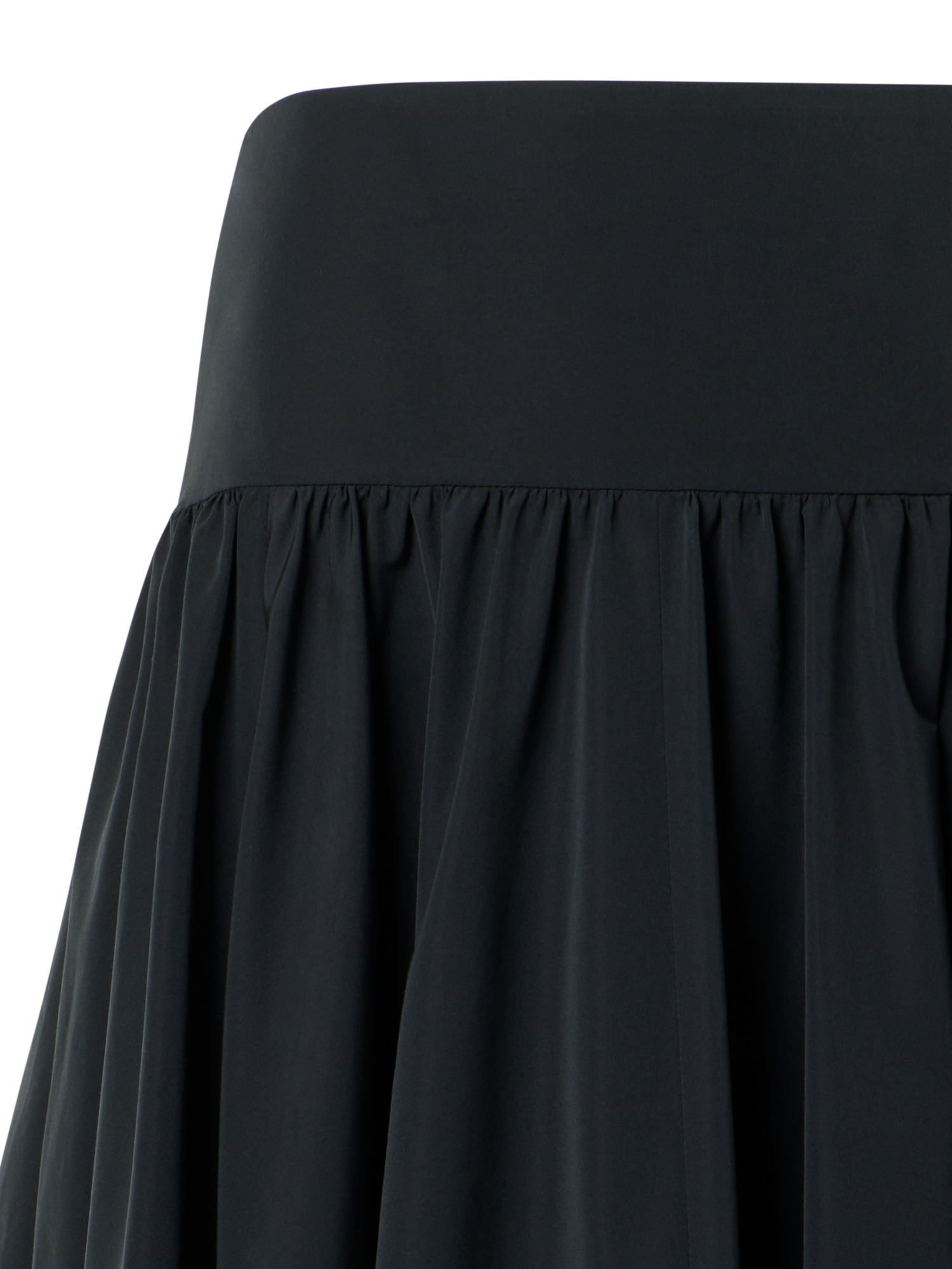 Designer Volant-Midirock aus Taft - Schwarz