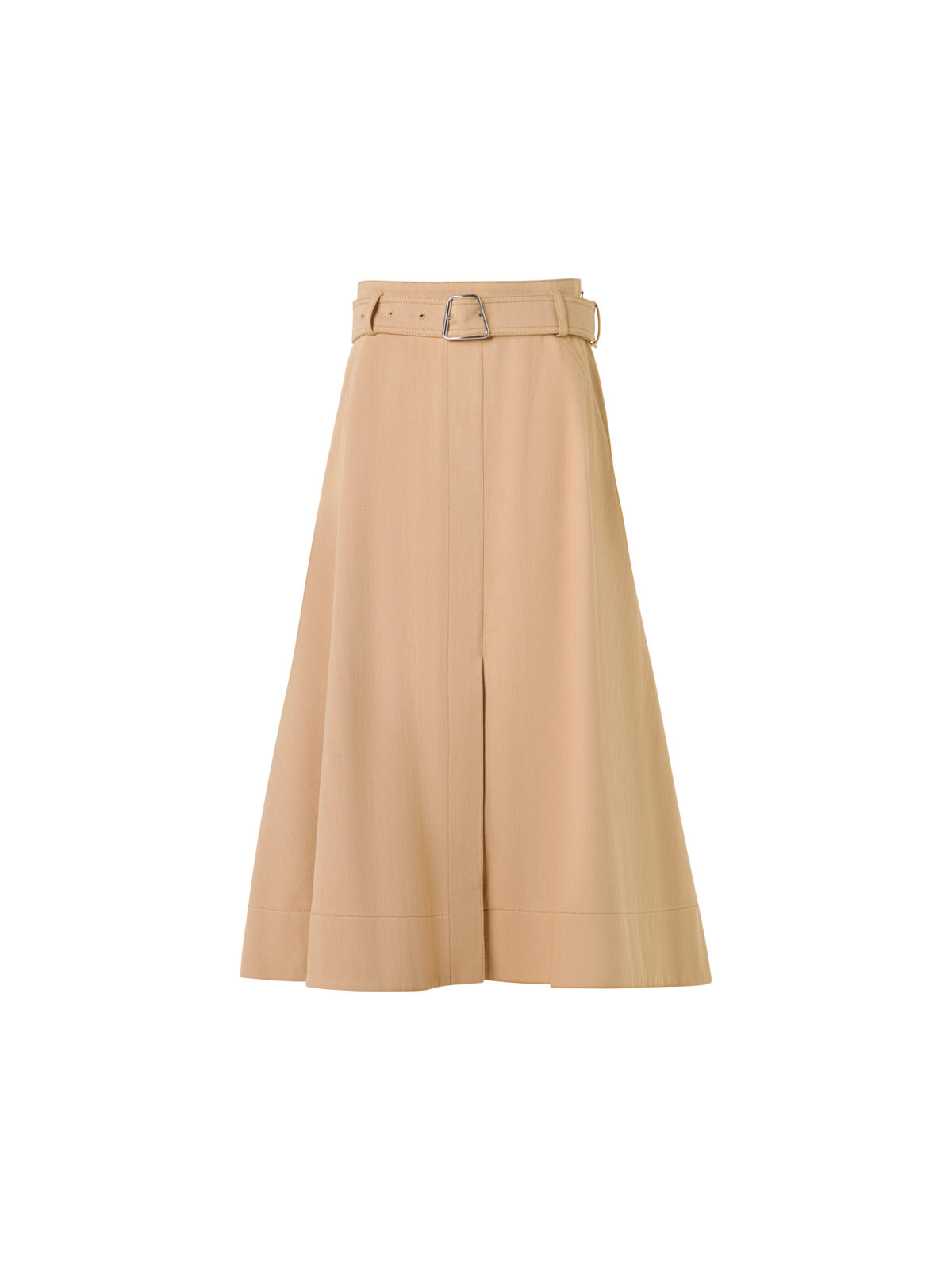 Designer Midirock aus Stretch-Baumwoll-Denim - Beige