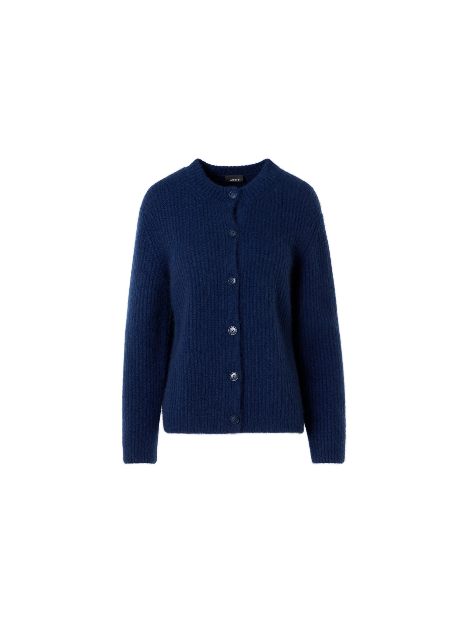 Designer Langärmelige Strickjacke aus Kaschmir-Seide - Blau