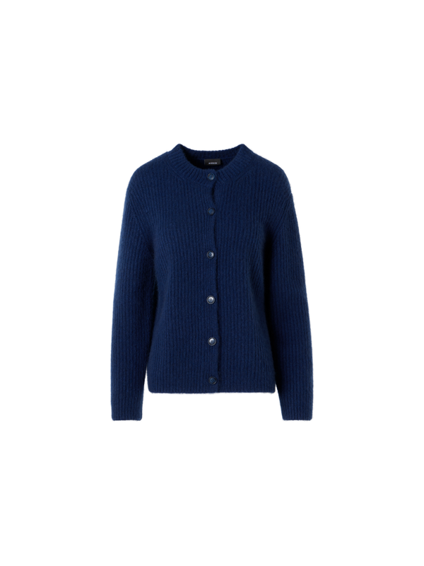 Designer Langärmelige Strickjacke aus Kaschmir-Seide - Blau