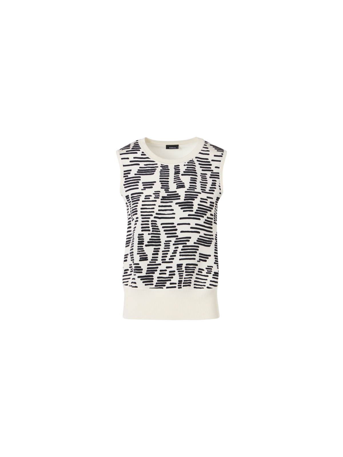Designer Ärmelloses Stricktop mit Dance Movement Print Vorderseite - Ecru