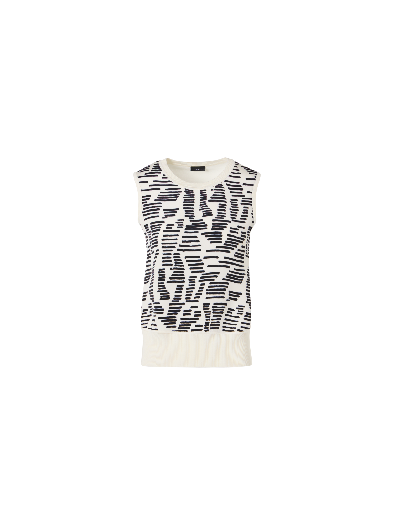 Designer Ärmelloses Stricktop mit Dance Movement Print Vorderseite - Ecru