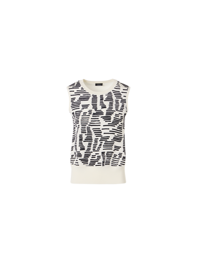 Designer Ärmelloses Stricktop mit Dance Movement Print Vorderseite - Ecru