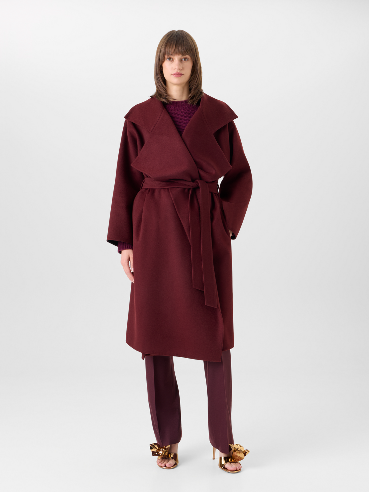 Designer Wickelmantel aus Kaschmir-Double-Face - Rot 
