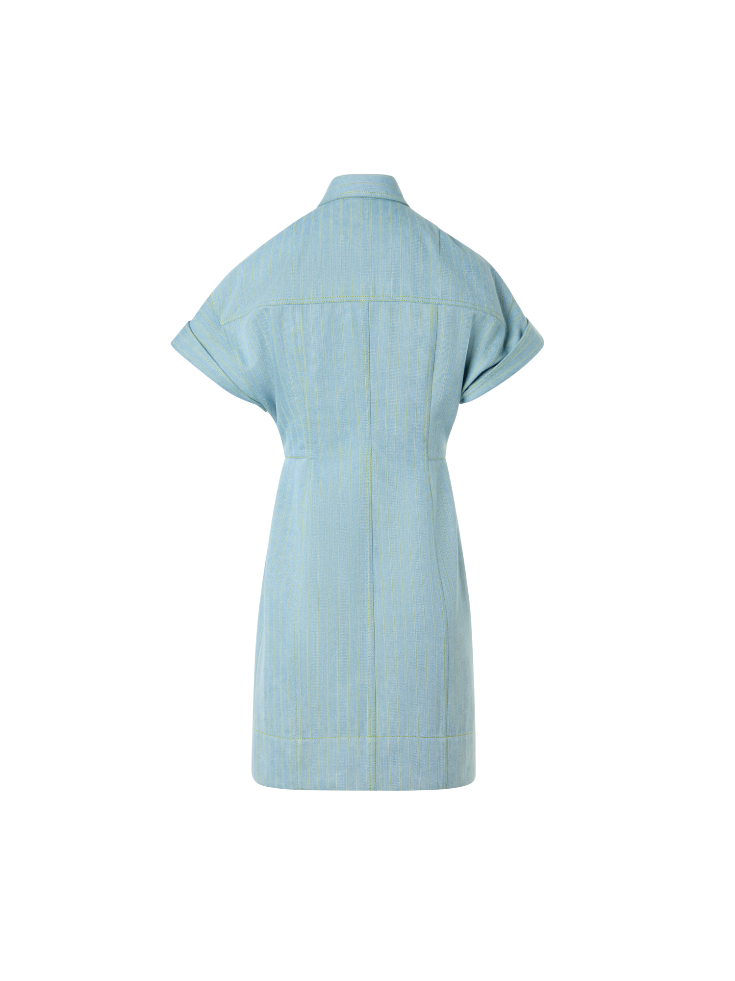 Designer Tailliertes Mini-Hemdblusenkleid aus Nadelstreifen-Denim - Blau