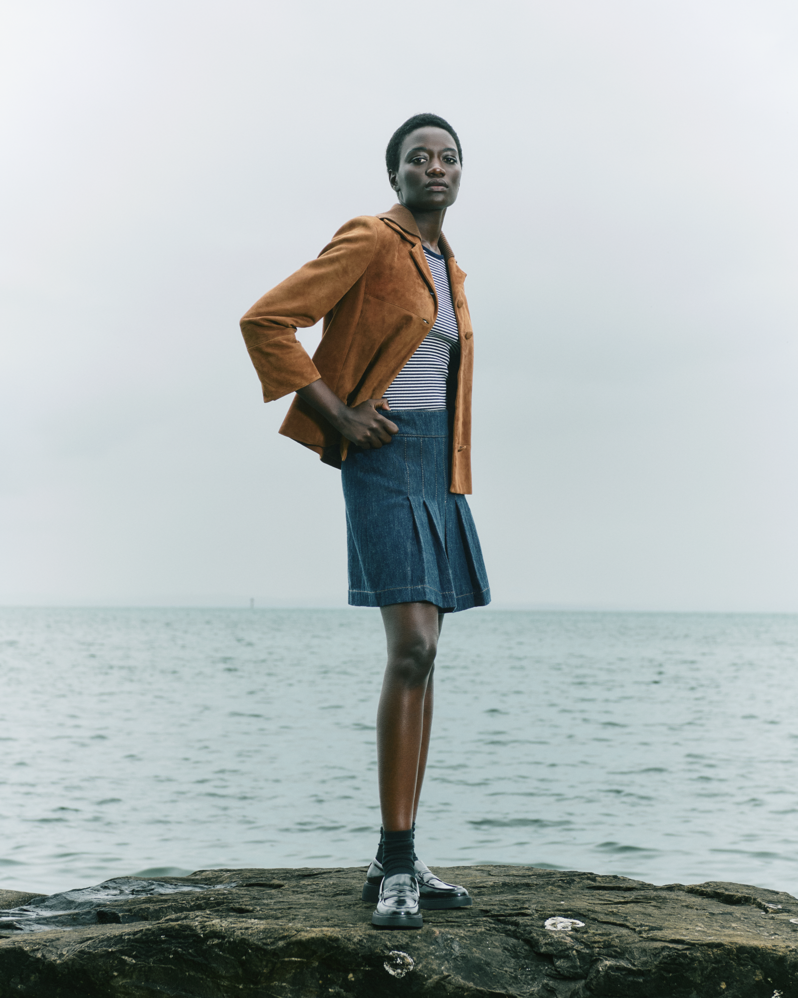 Designer Denim-Minirock mit Falten - Dunkelblau - Blau 