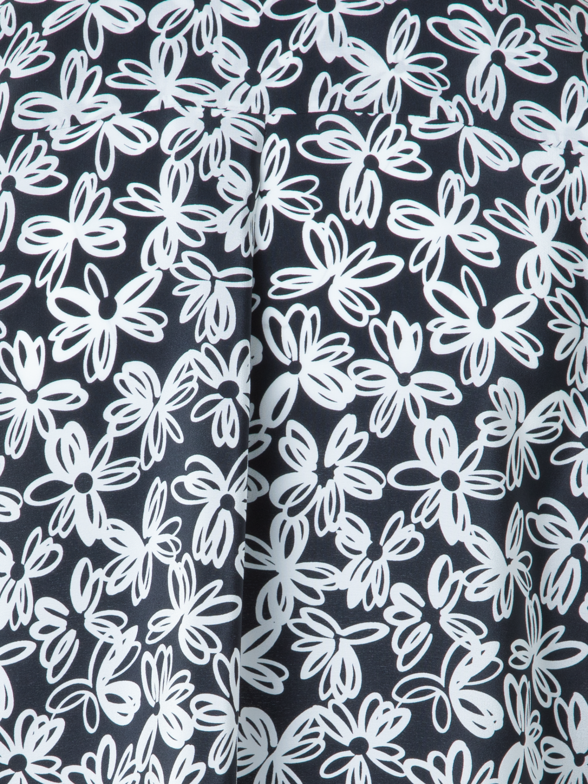 Designer Seidenbluse mit Daisy Druck - Schwarz - Bunt