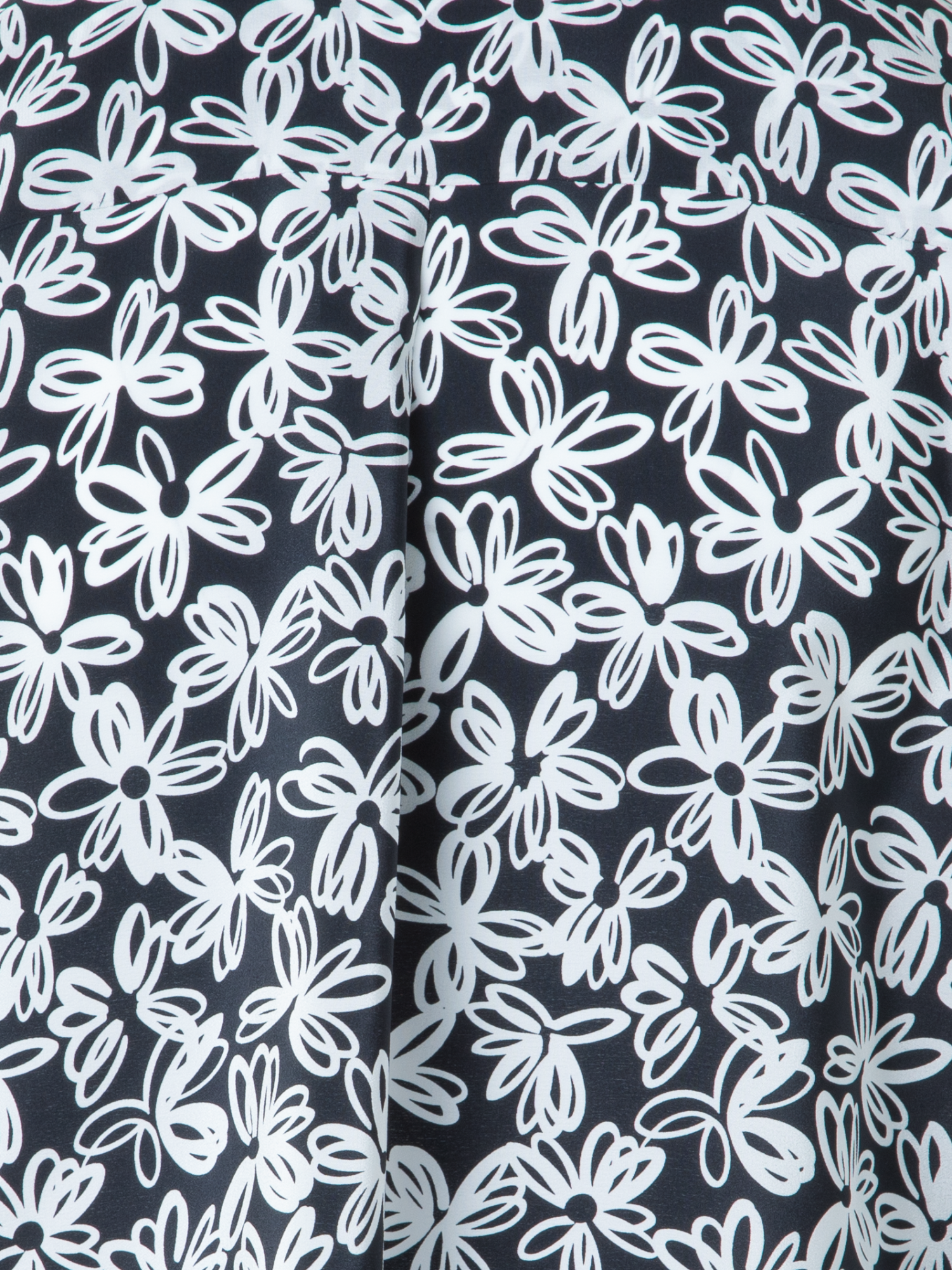 Designer Seidenbluse mit Daisy Druck - Schwarz - Bunt